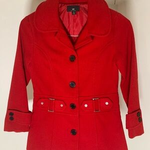 Girls MEDIUM (10/12) Red Dress Coat